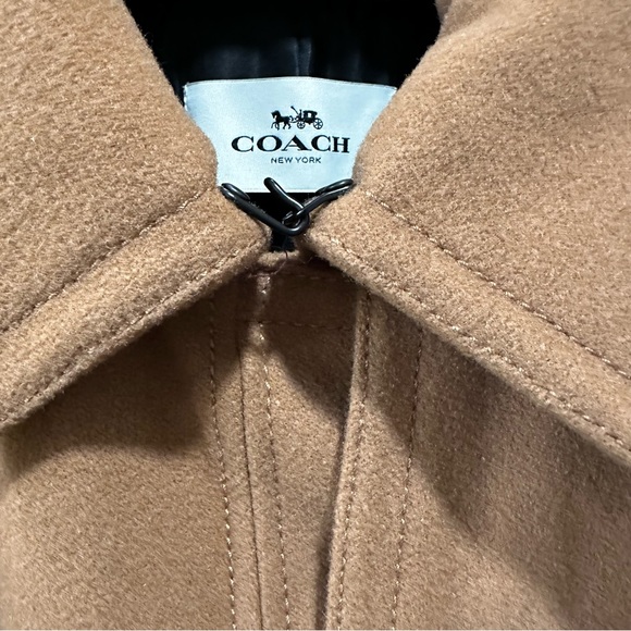 COACH wool and leather camel peacoat LIKE NEW - Picture 5 of 16